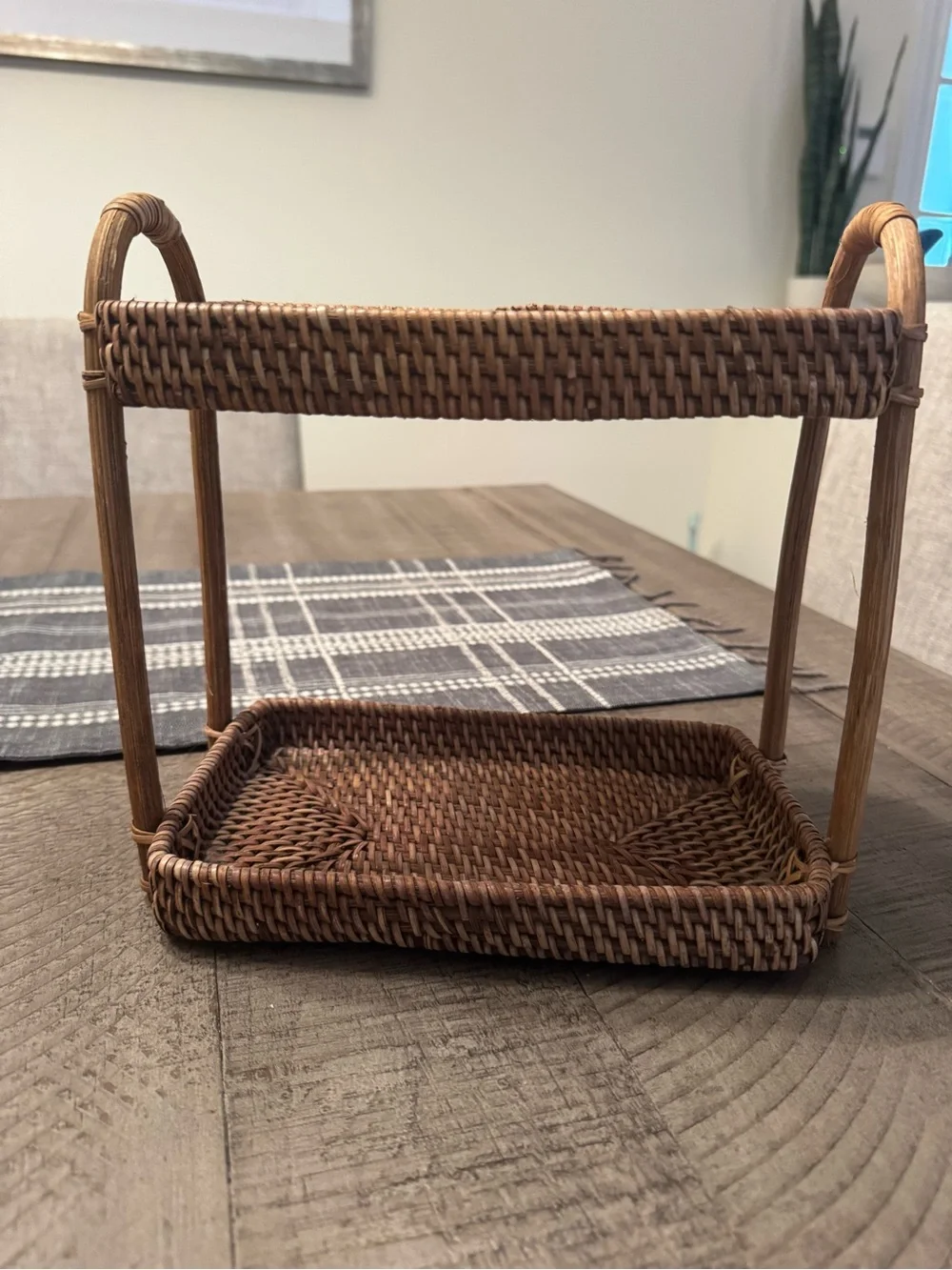 Target Brown Wicker Two-Tier Serving Basket